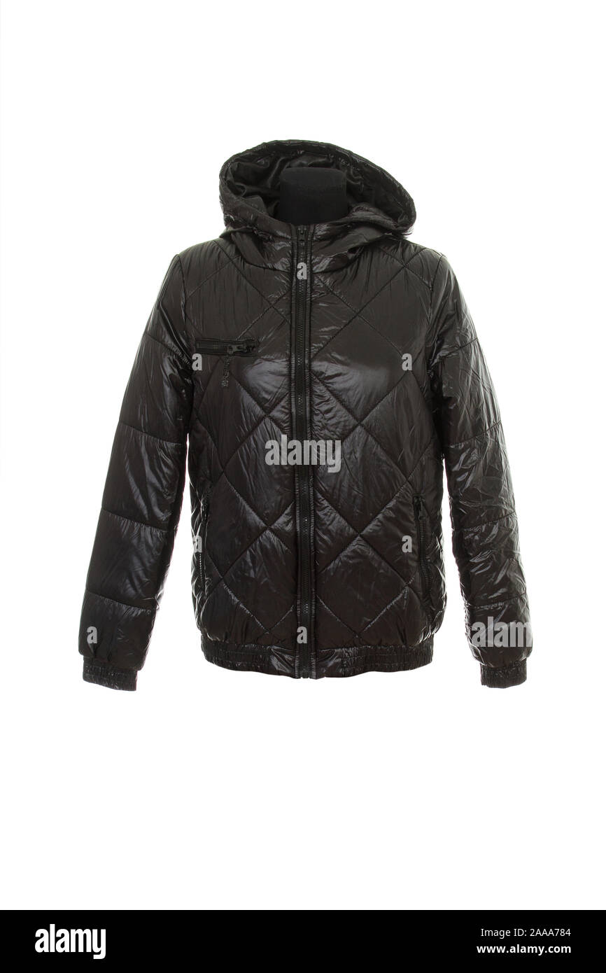 warm quilted jacket on a white background Stock Photo Alamy