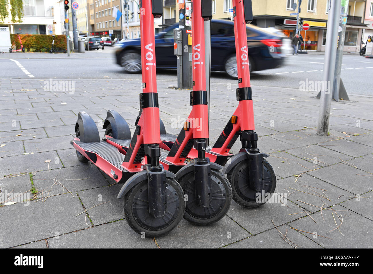 Munich Deutschland 19th Nov 2019 VOI Is A Scooter Rental Company munich-deutschland-19th-nov-2019-voi-is-a-scooter-rental-company