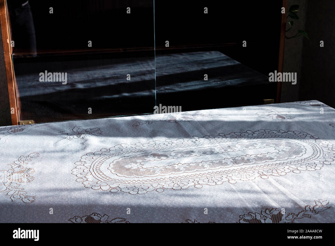 Tablecloth with sunlight Stock Photo