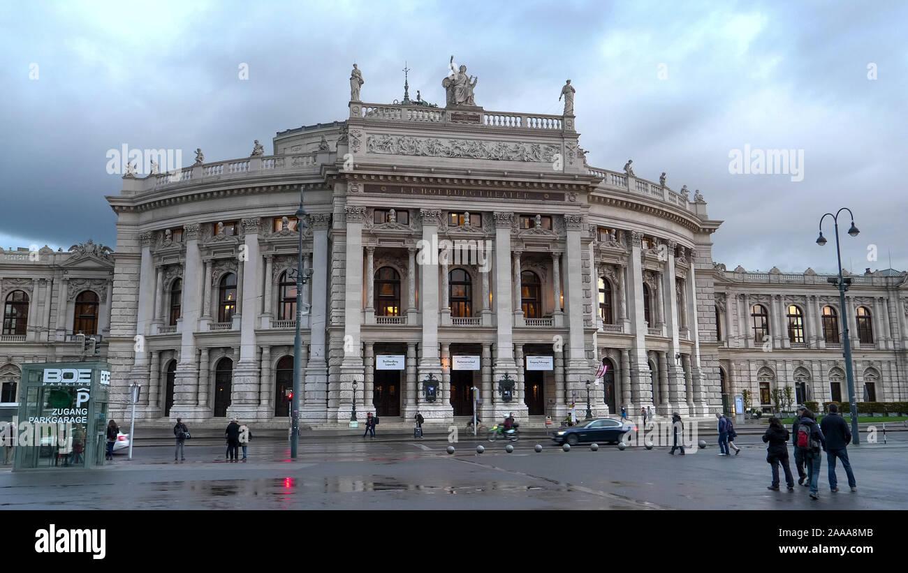 VIENNA, AUSTRIA, OCTOBER, 9, 2017 late afternoon clip of the burgtheater in vienna Stock Photo