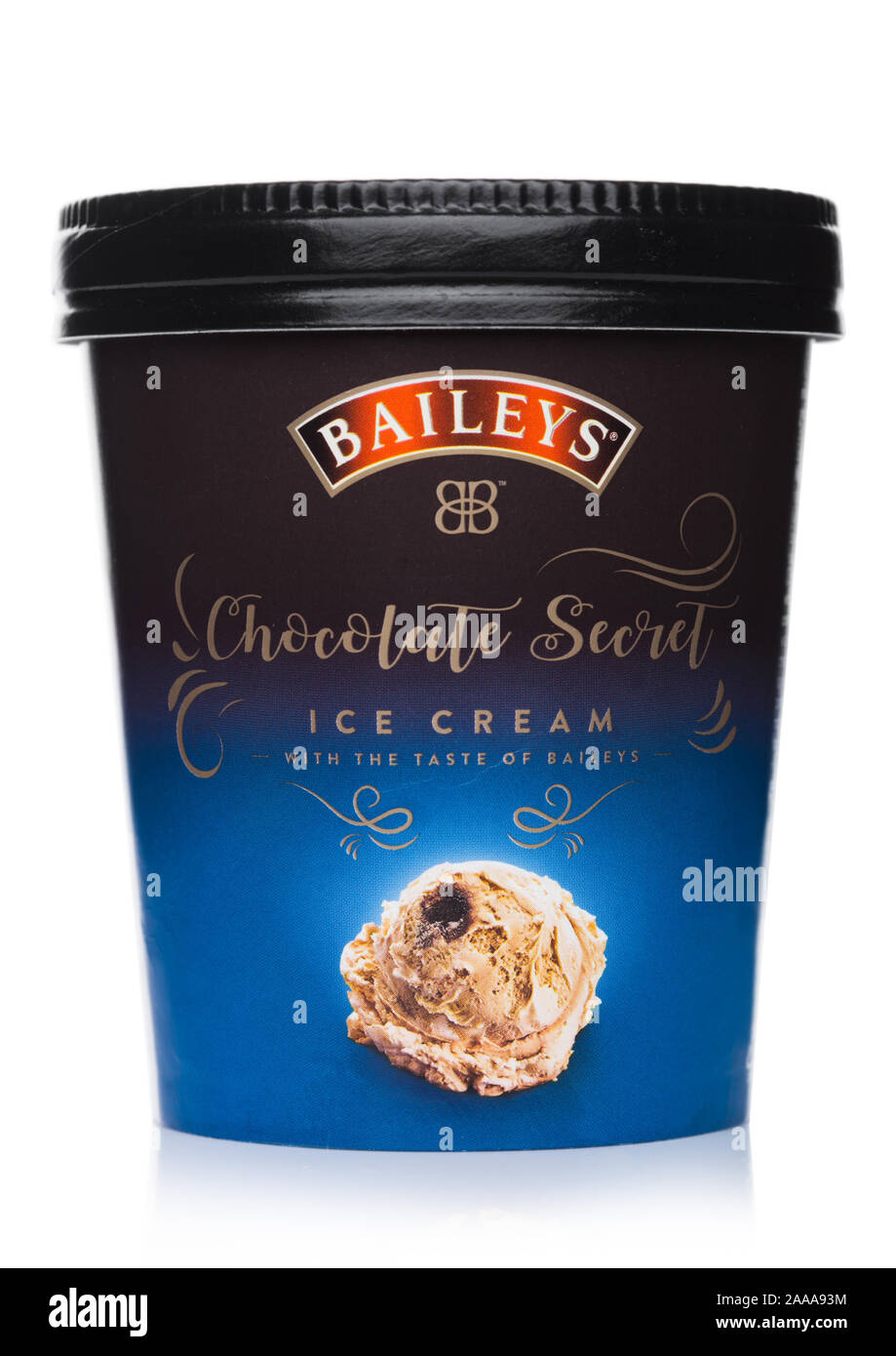 LONDON, UK - NOVEMBER 10, 2019: Baileys chocolate secret ice cream on white. Stock Photo