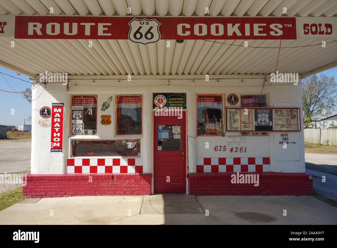 Dairy King in Marathon gas station from 1927 on Route 66 in Commerce