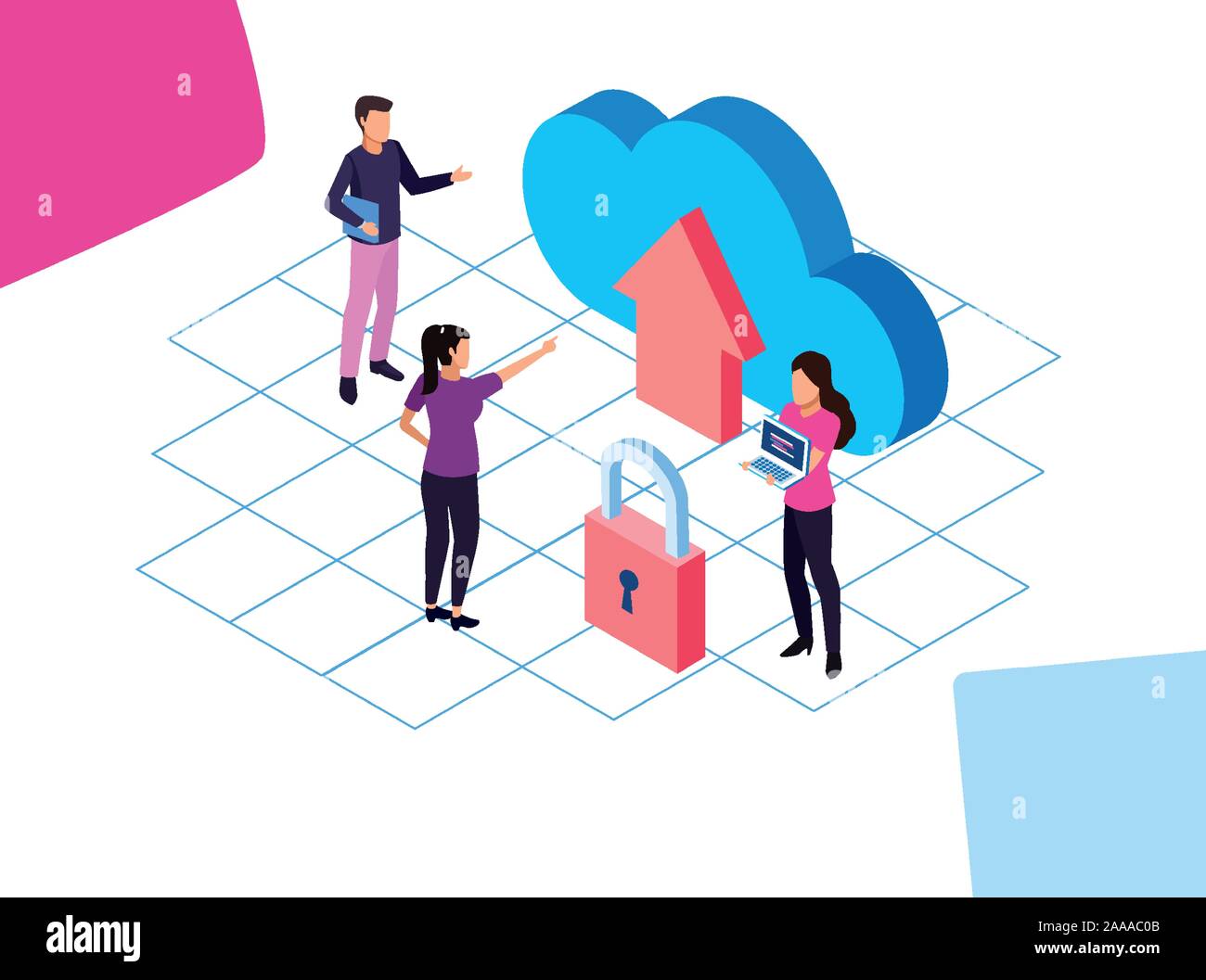 big data technology with cloud computing and people Stock Vector