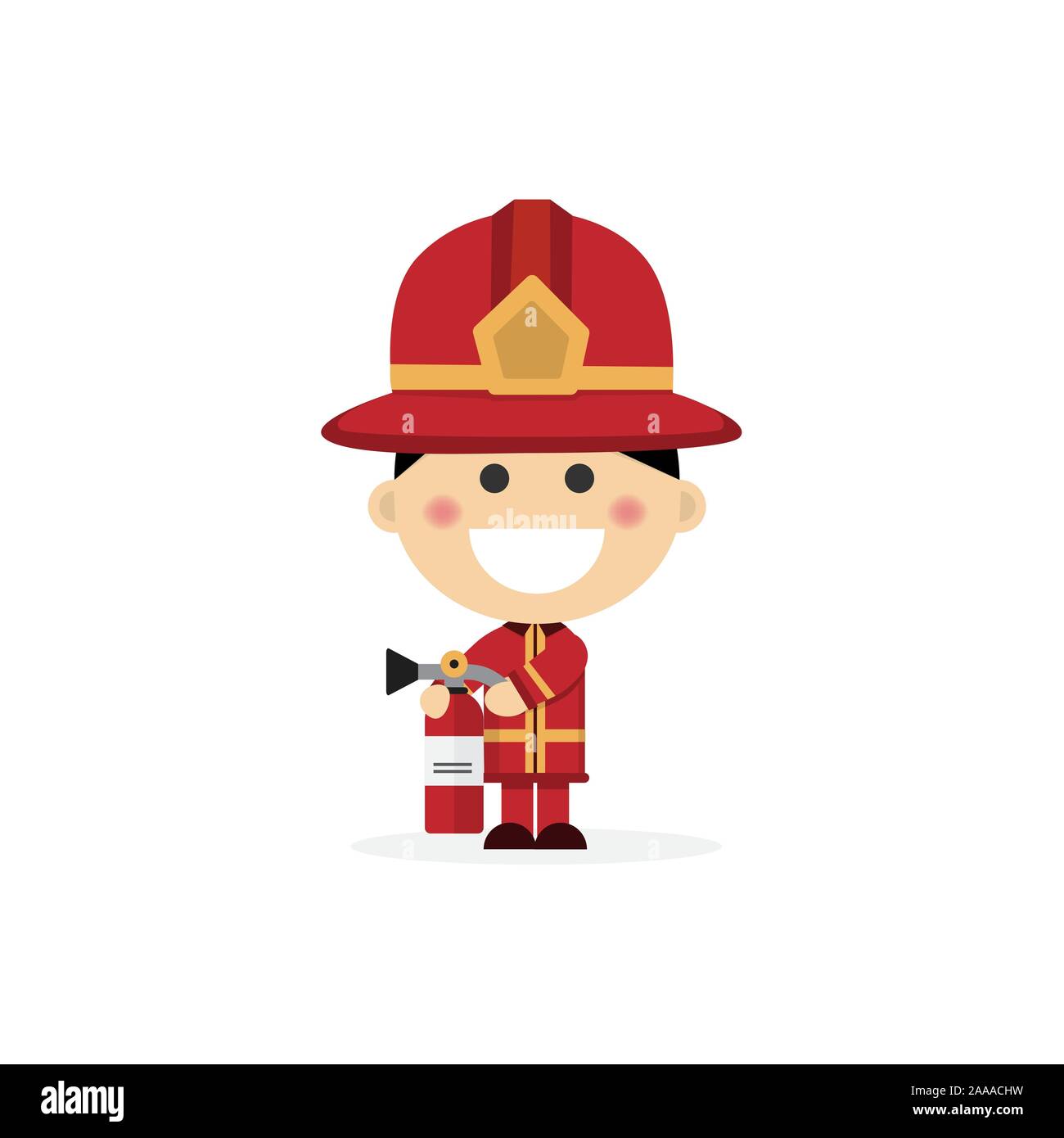 Isolated boy dressed as a fireman. Vector illustration Stock Vector