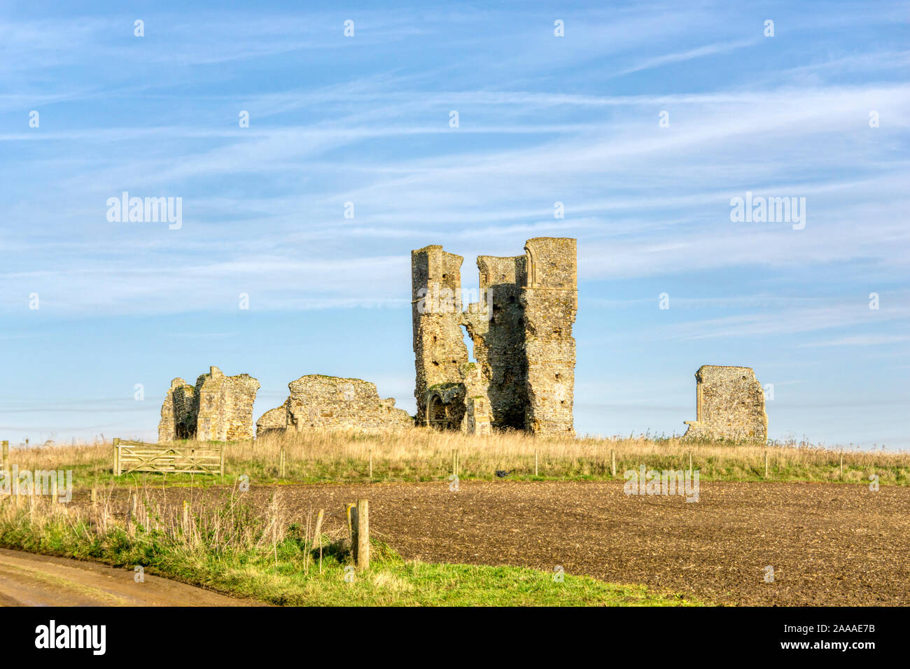The ruined medieval church of St Mary or St James at Bawsey, near King's Lynn, Norfolk. Known locally as Bawsey Ruins. Stock Photo