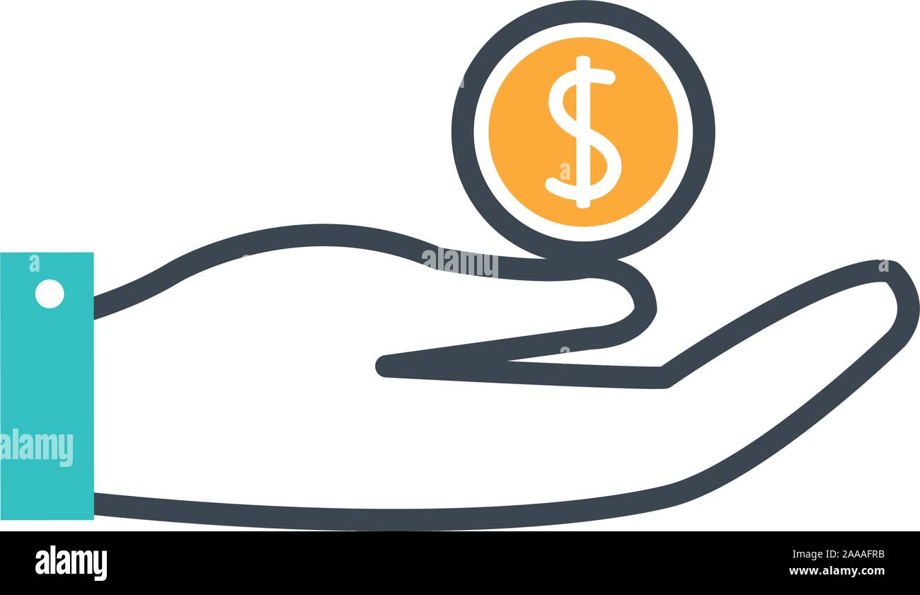 hand with coin money dollar Stock Vector Image & Art - Alamy