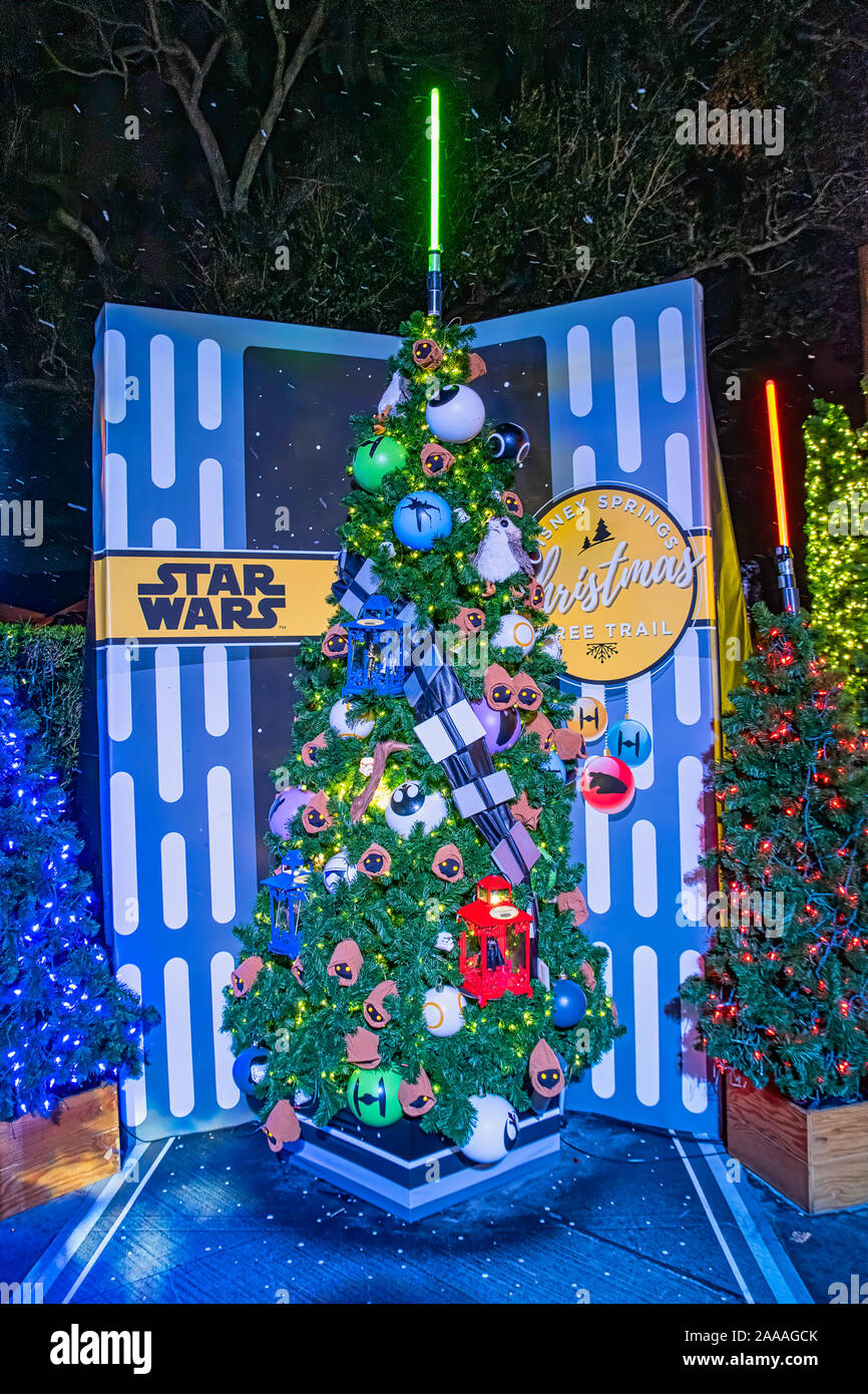 Star Wars themed Christmas tree on the Disney Christmas tree trail