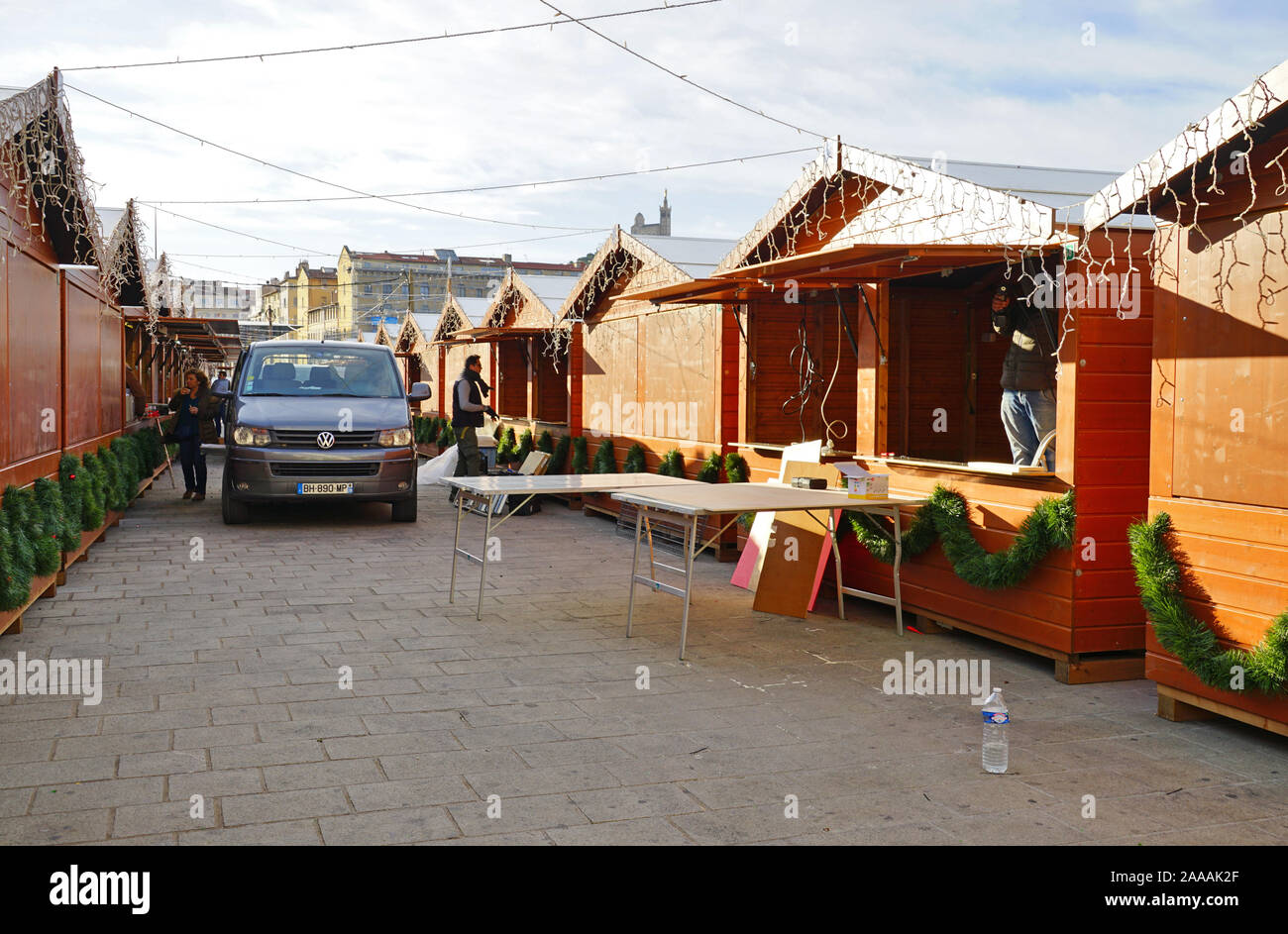 MARSEILLE, FRANCE 13 NOV 2019 View of the Marche de Noel and Foire