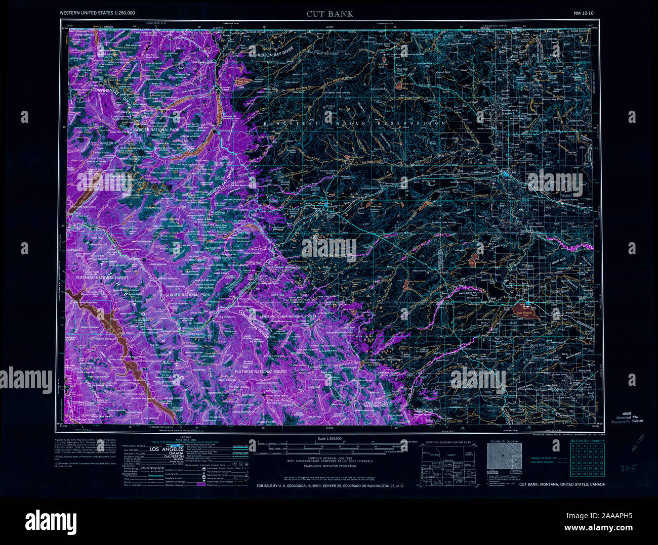 USGS TOPO Map Montana MT Cut Bank 268685 1964 250000 Inverted ...