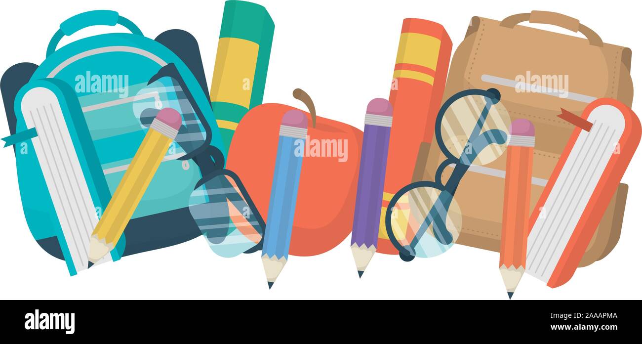 set of school supplies educations icons Stock Vector Image & Art - Alamy