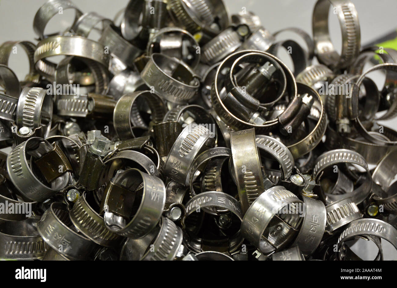 Texture of large metal clamps Stock Photo Alamy