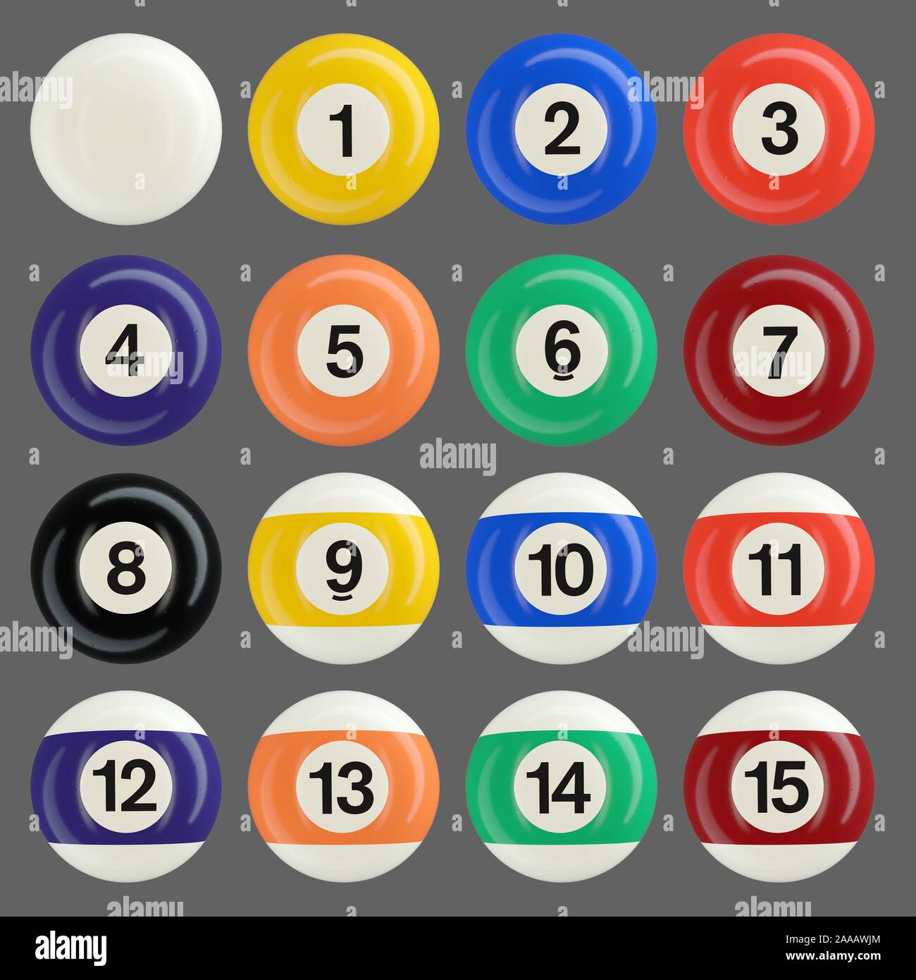 Complete set of billiard balls Stock Photo Alamy