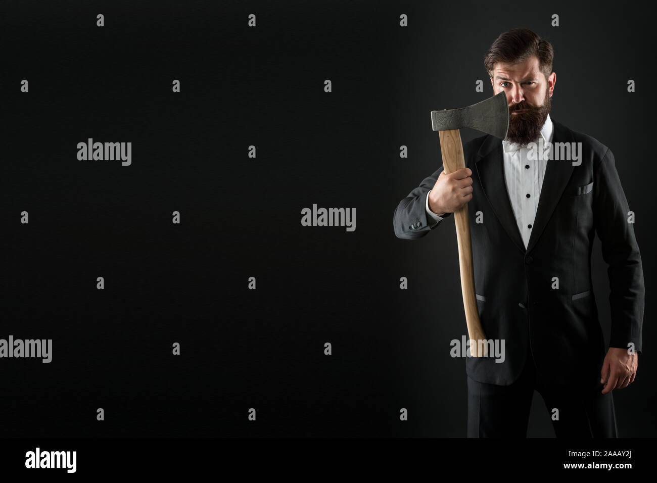 Care Beyond Hair Hipster Keep Sharp Axe Blade At Unshaven Face