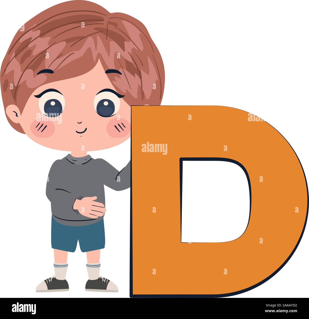 Boy cartoon with alphabet letter vector design Stock Vector Image & Art ...