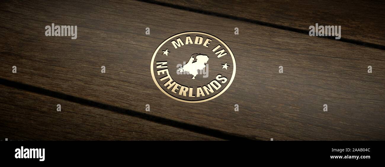Stamp made in Netherlands, engraved in wood with gold inlays. Stock Photo