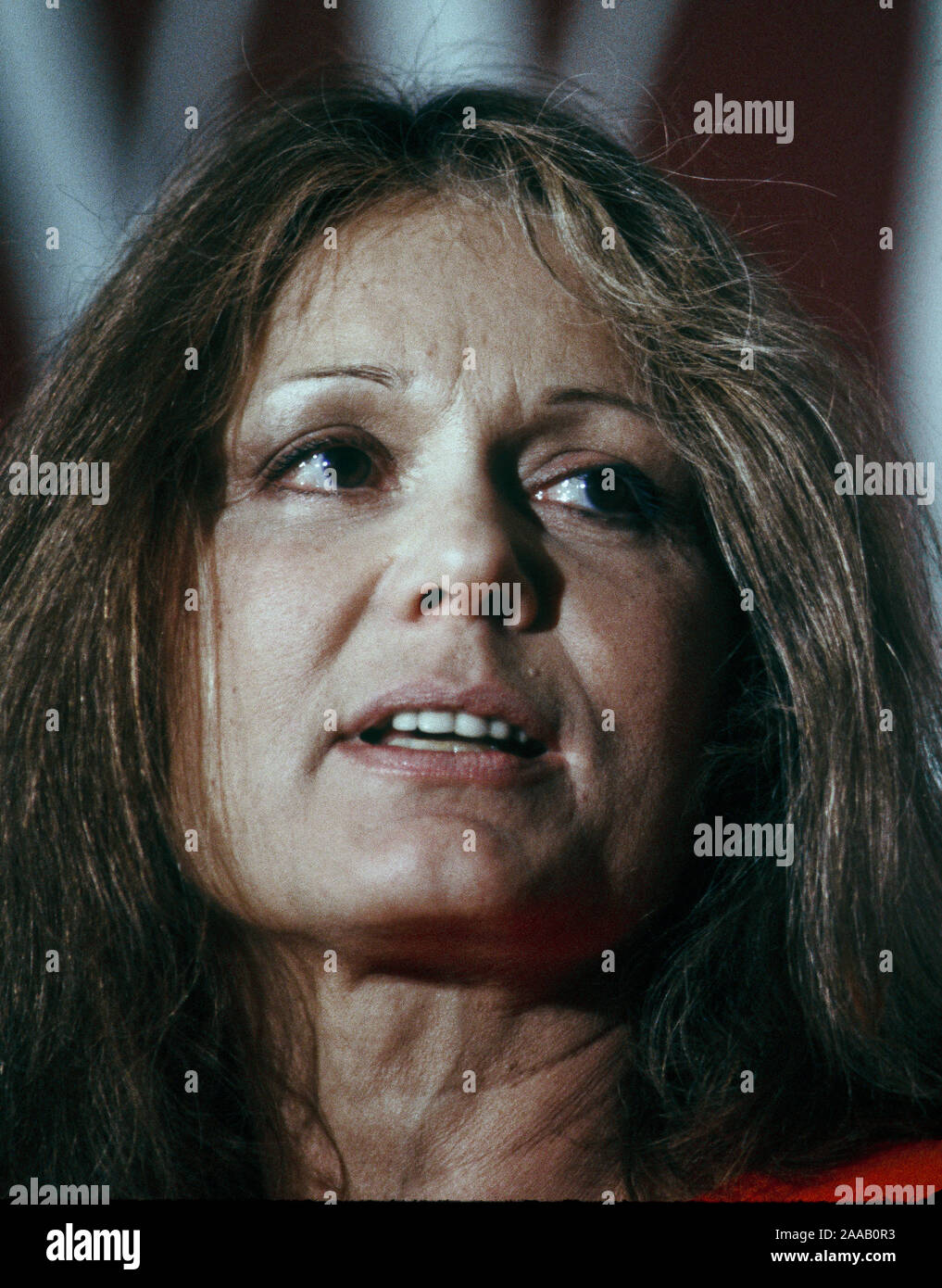 Washington, DC USA. 1988 Portrait of Gloria Steinem.  Steinem is an American feminist, journalist, and social and political activist who became nationally recognized as a leader and spokeswoman for the feminist movement in the late 1960s and early 70s. Credit: Mark Reinstein Stock Photo