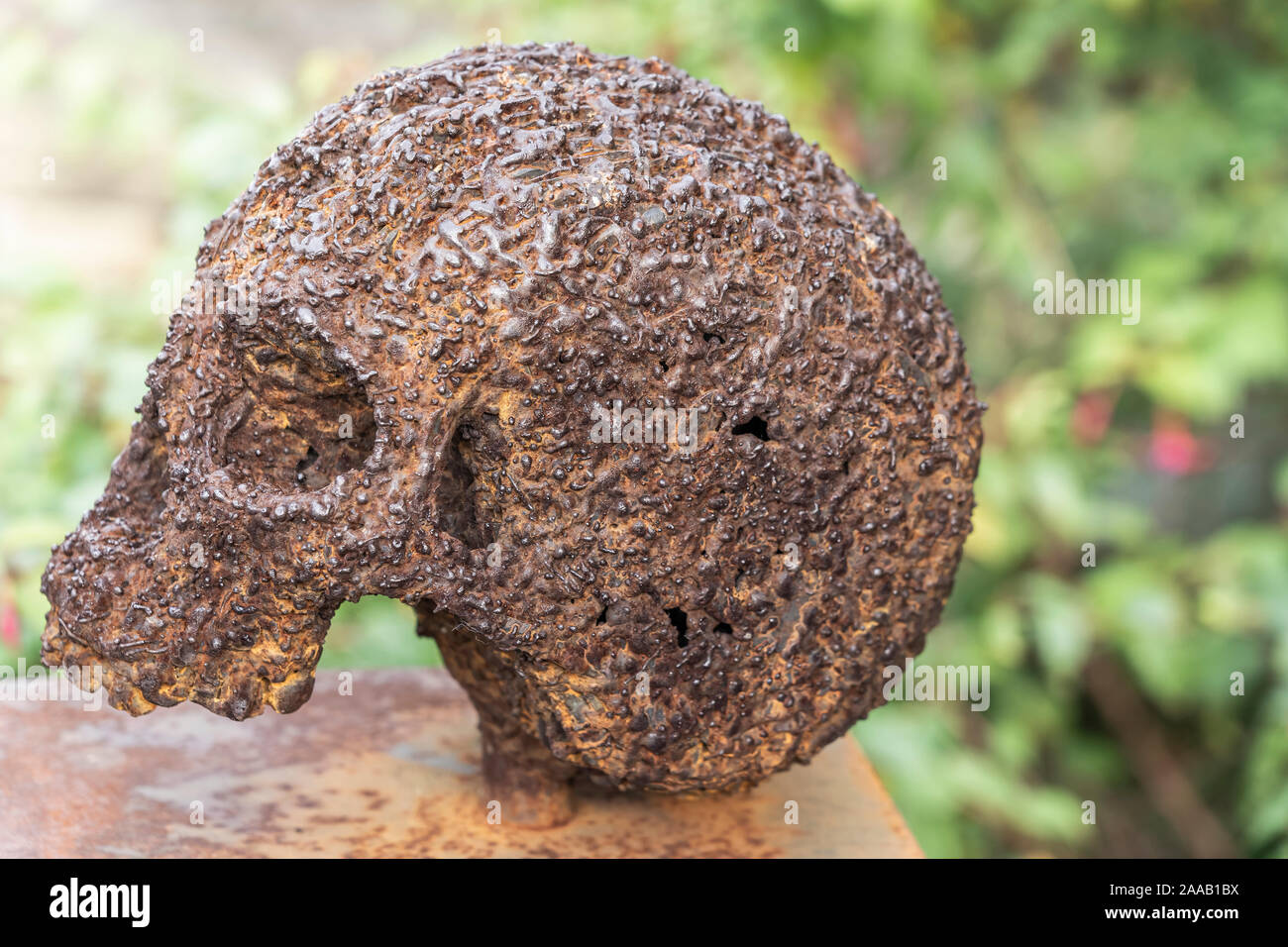 Memorial skull at Winchester Geese prostitutes burial site at redross street South London Stock Photo