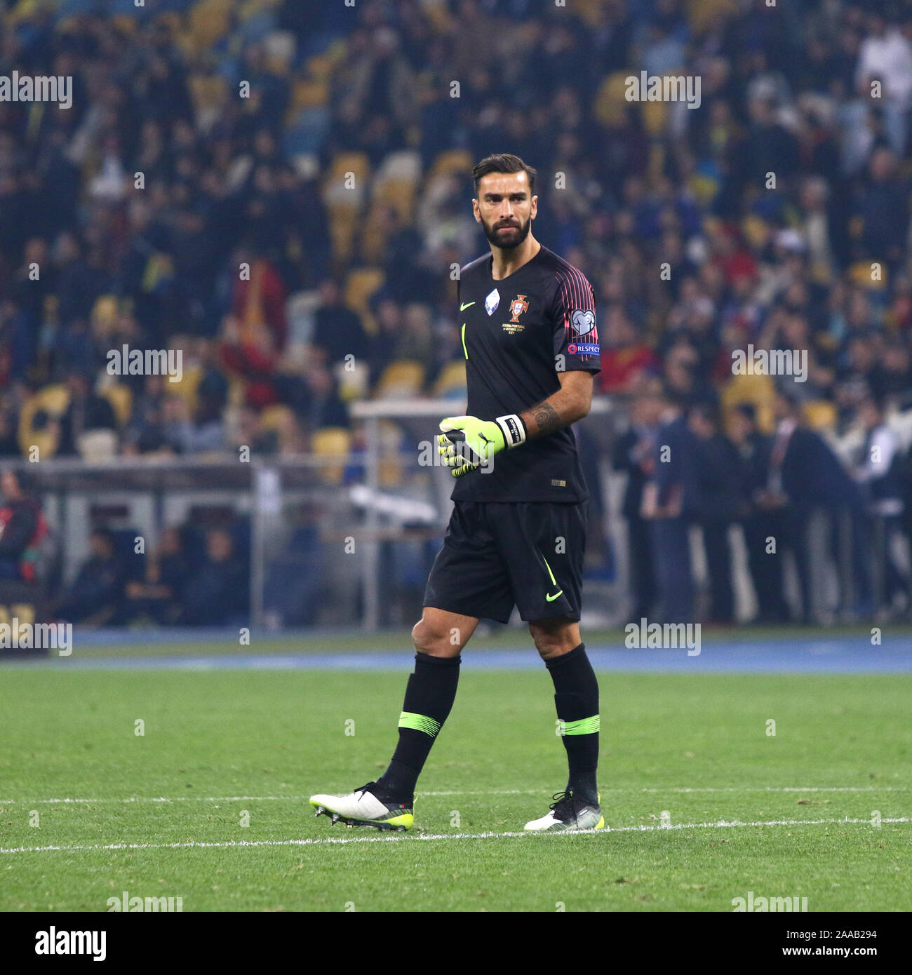 Kyiv, Ukraine - October 14, 2019: Goalkeeper Rui Patricio of Portugal in action during the UEFA EURO 2020 Qualifying game Ukraine v Portugal at NSK Olimpiyskyi stadium in Kyiv. Portugal lost 1-2 Stock Photo