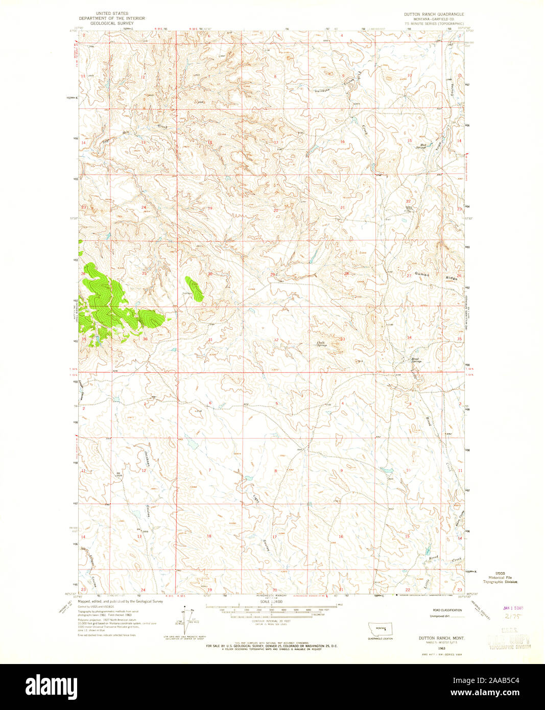 Map Of Dutton Ranch Montana Usgs Topo Map Montana Mt Dutton Ranch 263525 1963 24000 Restoration Stock  Photo - Alamy