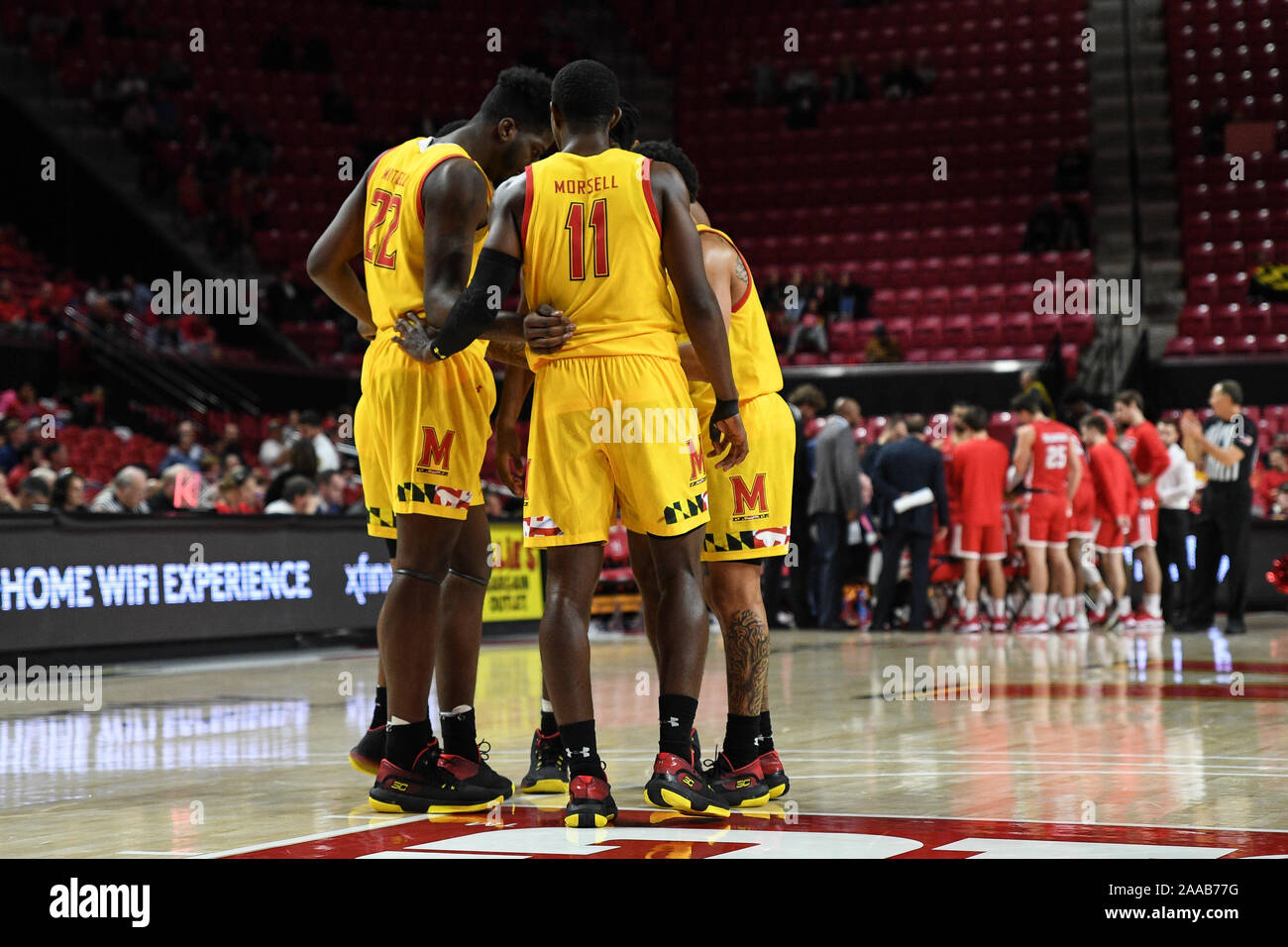 College Park, Maryland, USA. 19th Nov, 2019. The Terrapin basketball