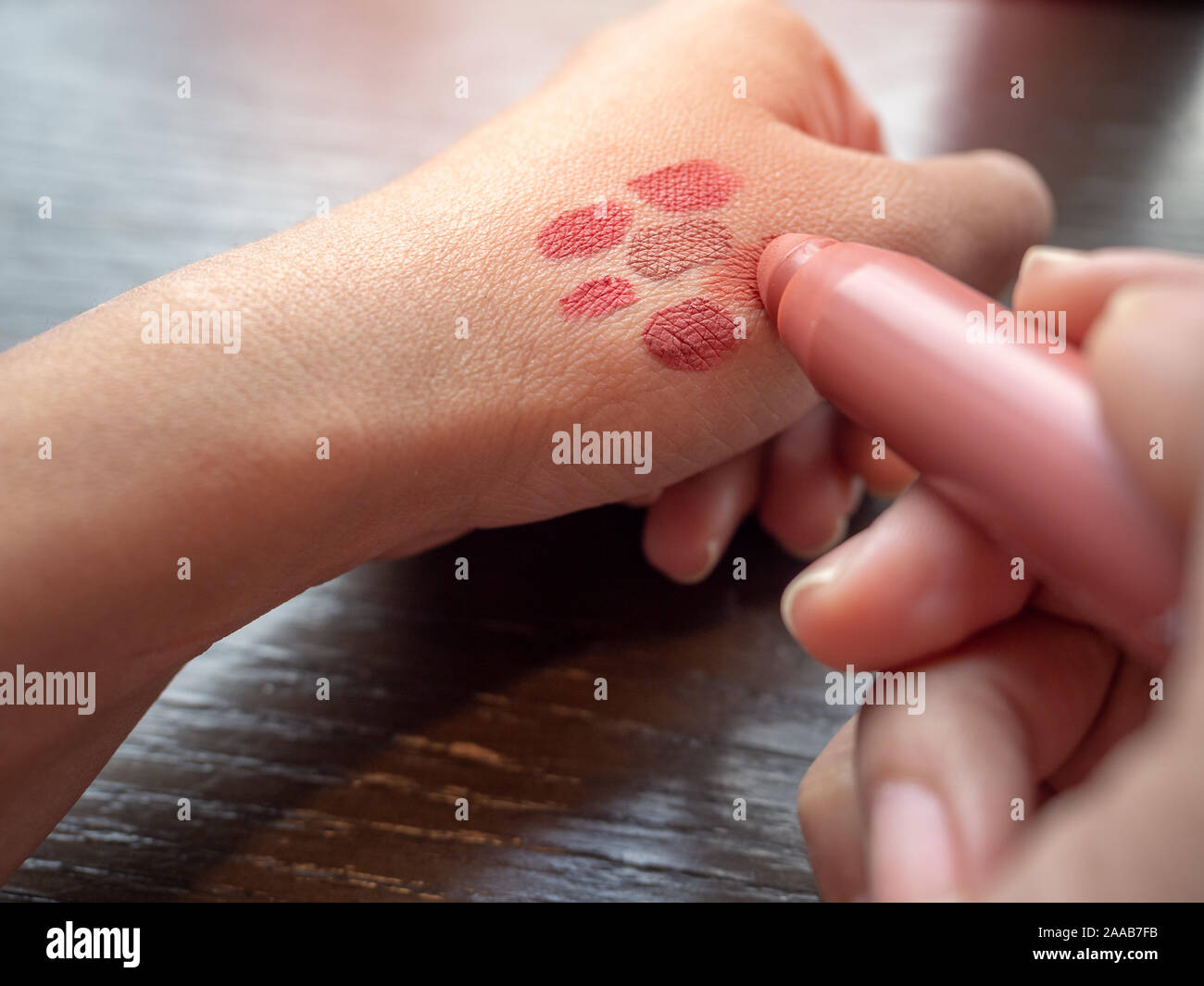 Makeup colours testing hi-res stock photography and images - Alamy