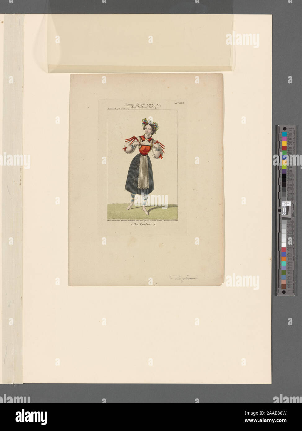 C8 Sur Les Pas De Marie Marie Taglioni in the opera ballet in Rossini's opera Guillaume Tell,  premiered at the Paris Opéra, August 3, 1829. Full length to front, looking  left, stepping on to left foot, hands at