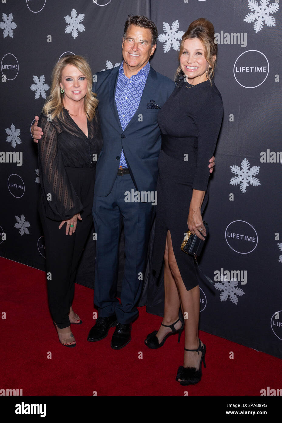 Los Angeles, CA - October 22, 2019: Melissa Joan Hart, Ted McGinley and Gigi Rice attend the It's A Wonderful Lifetime First Holiday Party of the Year at STK Los Angeles Stock Photo
