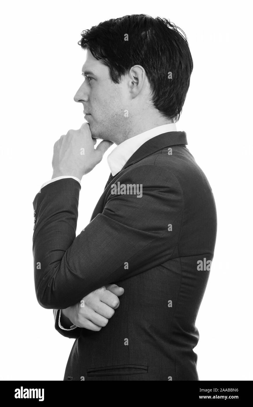 Side view handsome businessman Black and White Stock Photos & Images ...