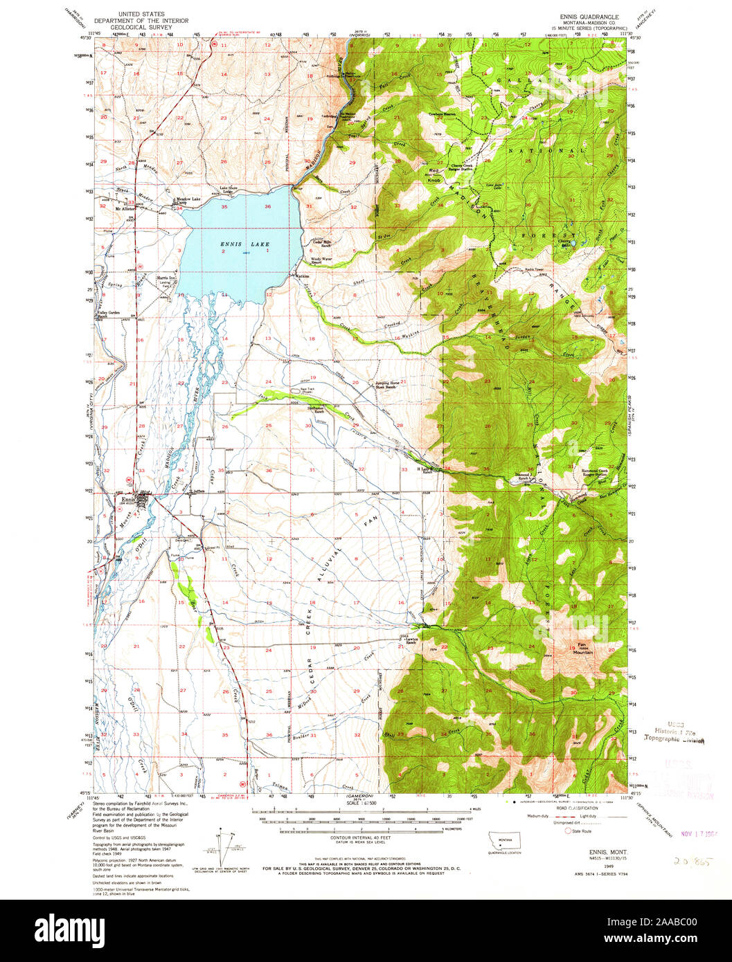 USGS Topographic Map of Ennis, Montana