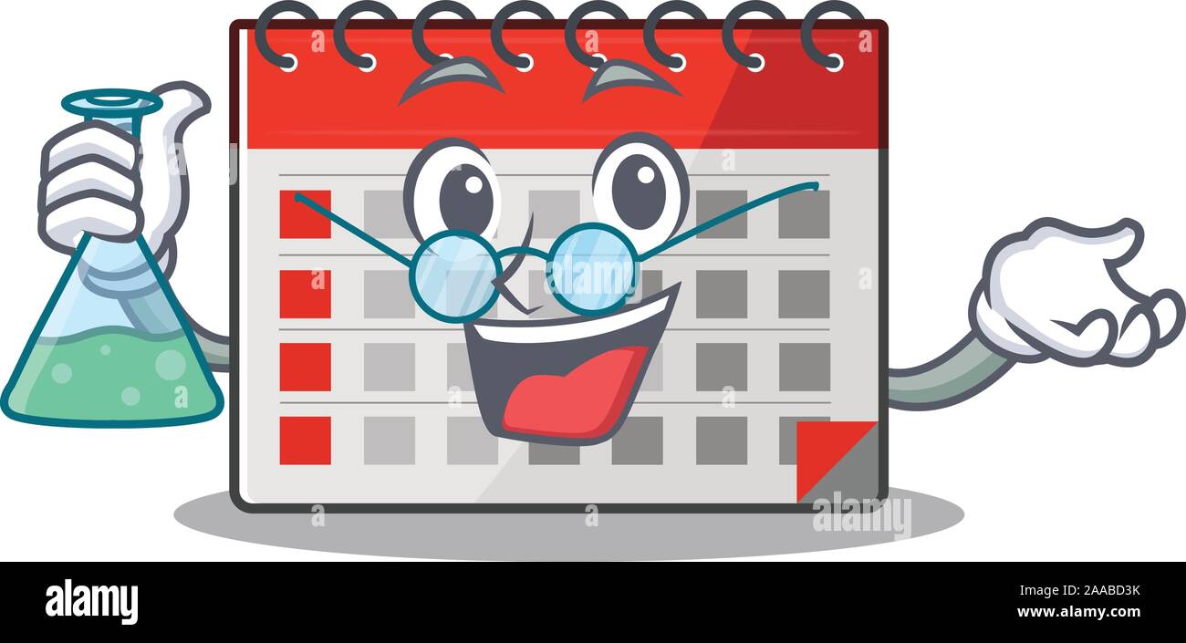 Character Calendar Isolated With In Cartoon Professor Stock Vector 
