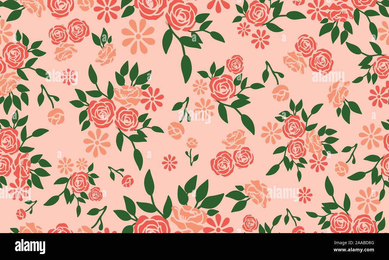 Wallpaper seamless floral pattern on peach background Stock Vector Image &  Art - Alamy