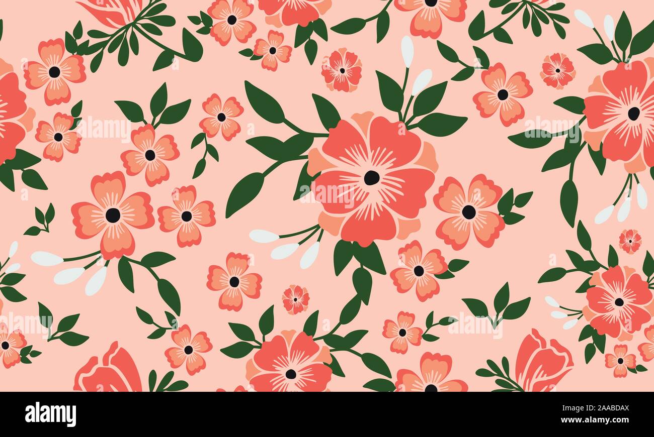 Wallpaper seamless floral pattern on peach background Stock Vector Image & Art Alamy