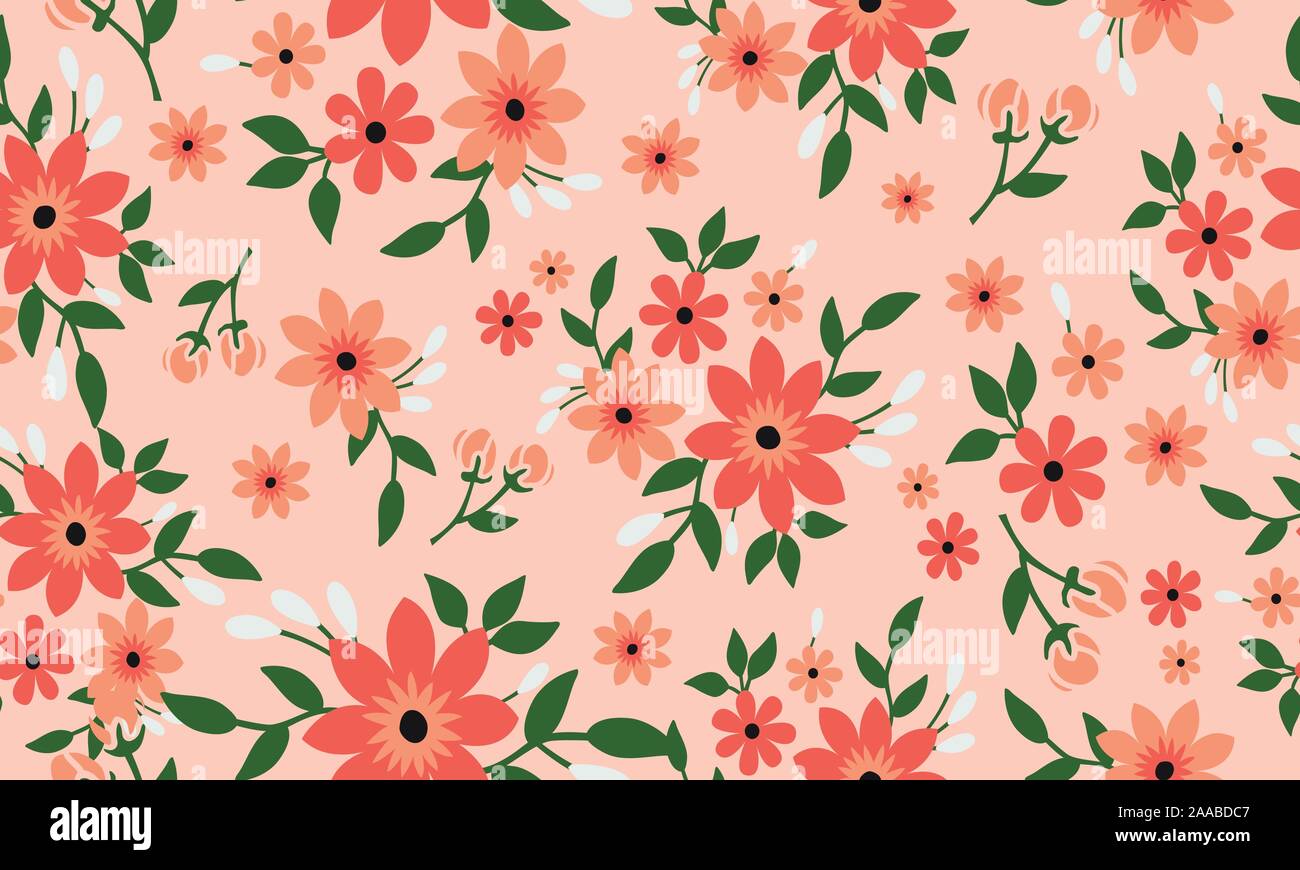 Wallpaper seamless floral pattern on peach background Stock Vector Image &  Art - Alamy