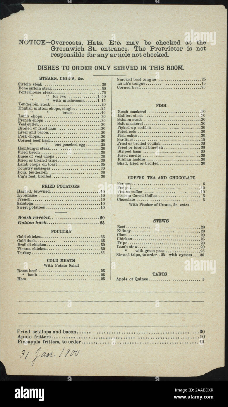 Appears To Be A Menu For A Special Dining Room In Hotel