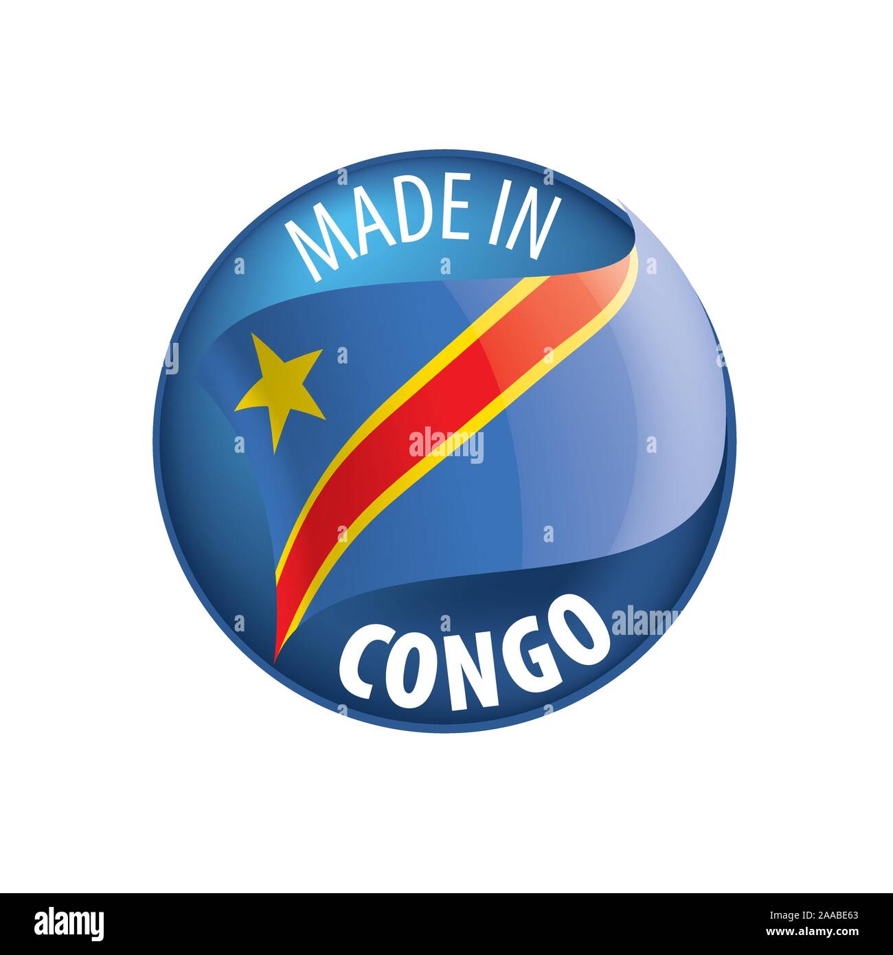 Democratic Republic of the Congo flag, vector illustration on a white background Stock Vector