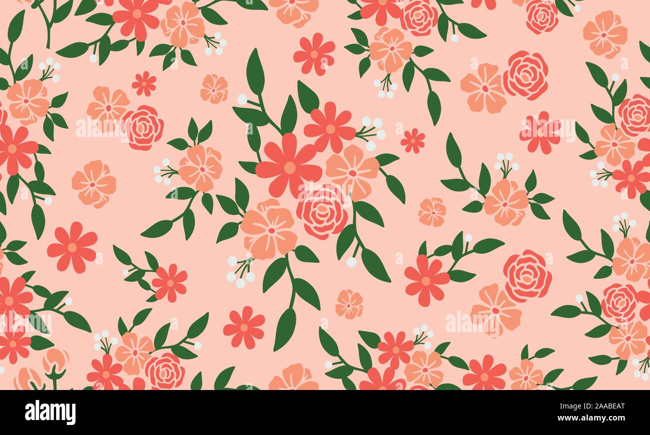 Beautiful Seamless Floral Pattern Ornate Color Peach Flower Stock Vector Image Art Alamy