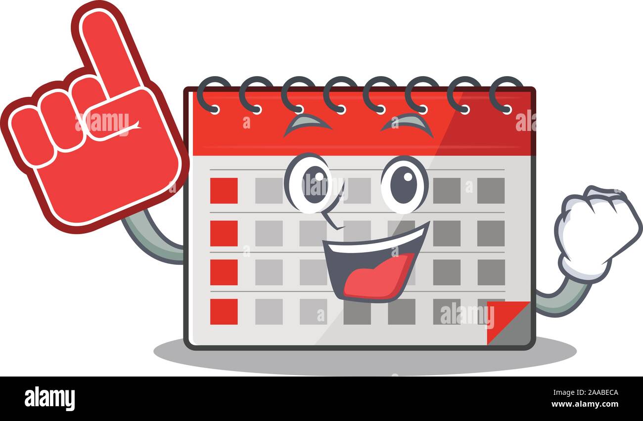 Mascot Calendar With The A Cartoon Foam Finger Stock Vector Image Art Alamy