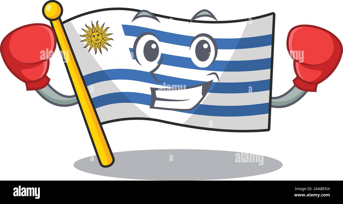 Boxing cartoon flag uruguay in with mascot Stock Vector