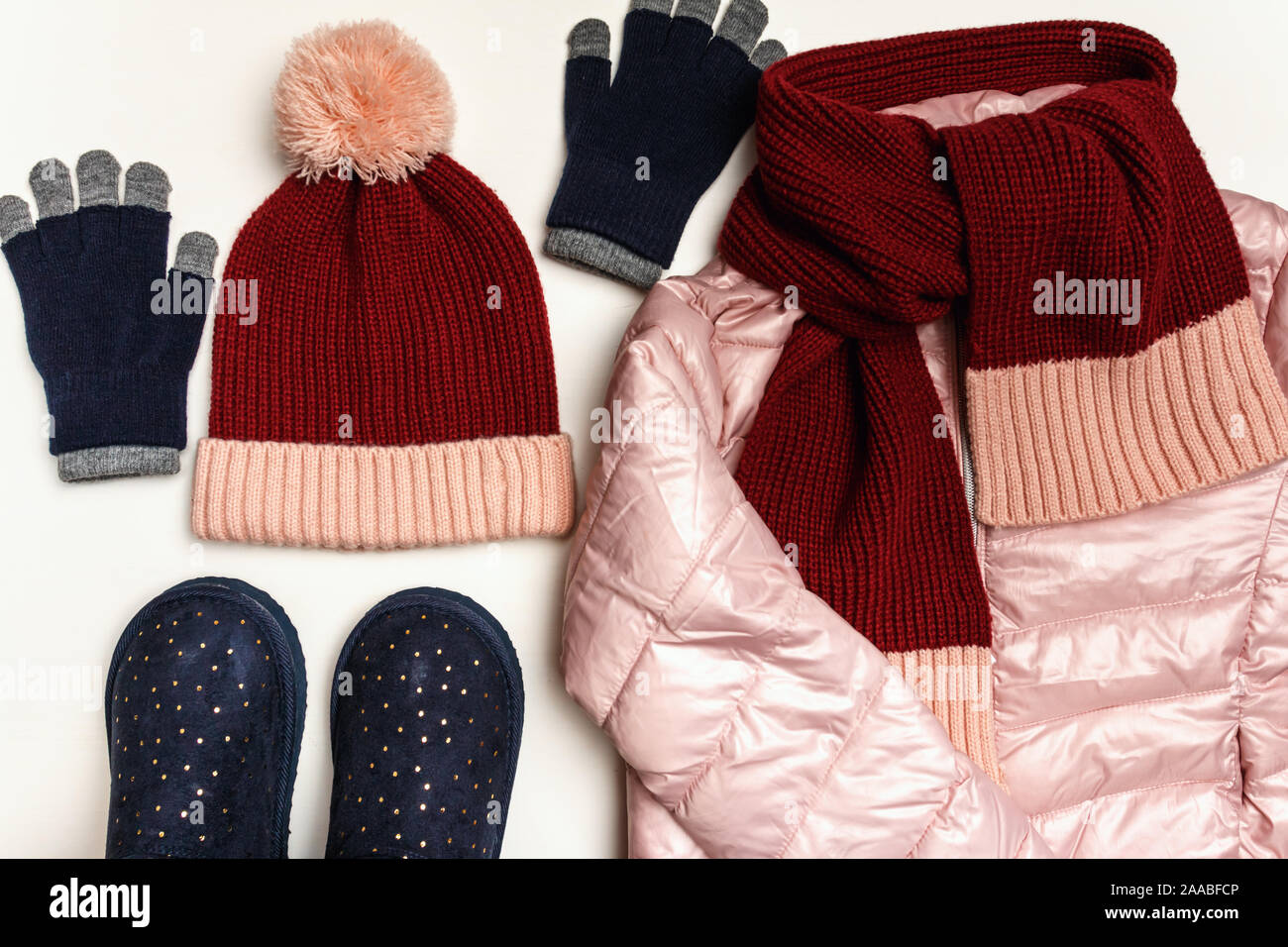 The Vector Set Of Winter Clothes Coats Hats Gloves Shoes And Socks