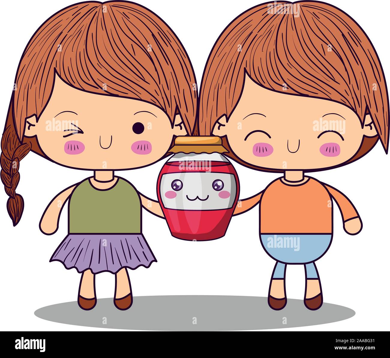 Kawaii Girl And Boy Cartoon Vector Design Stock Vector Image Art Alamy