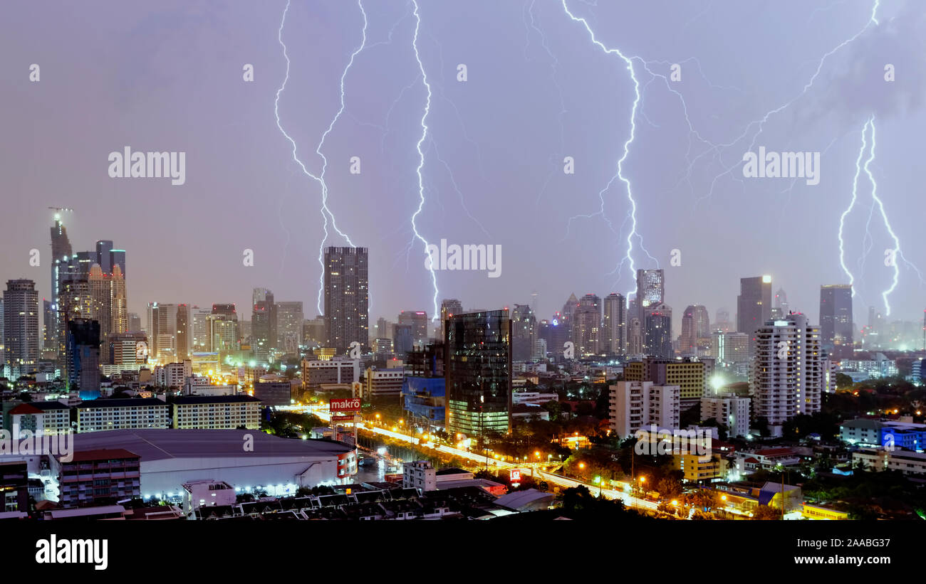 Bangkok Monsoon Season Storm Stock Photo