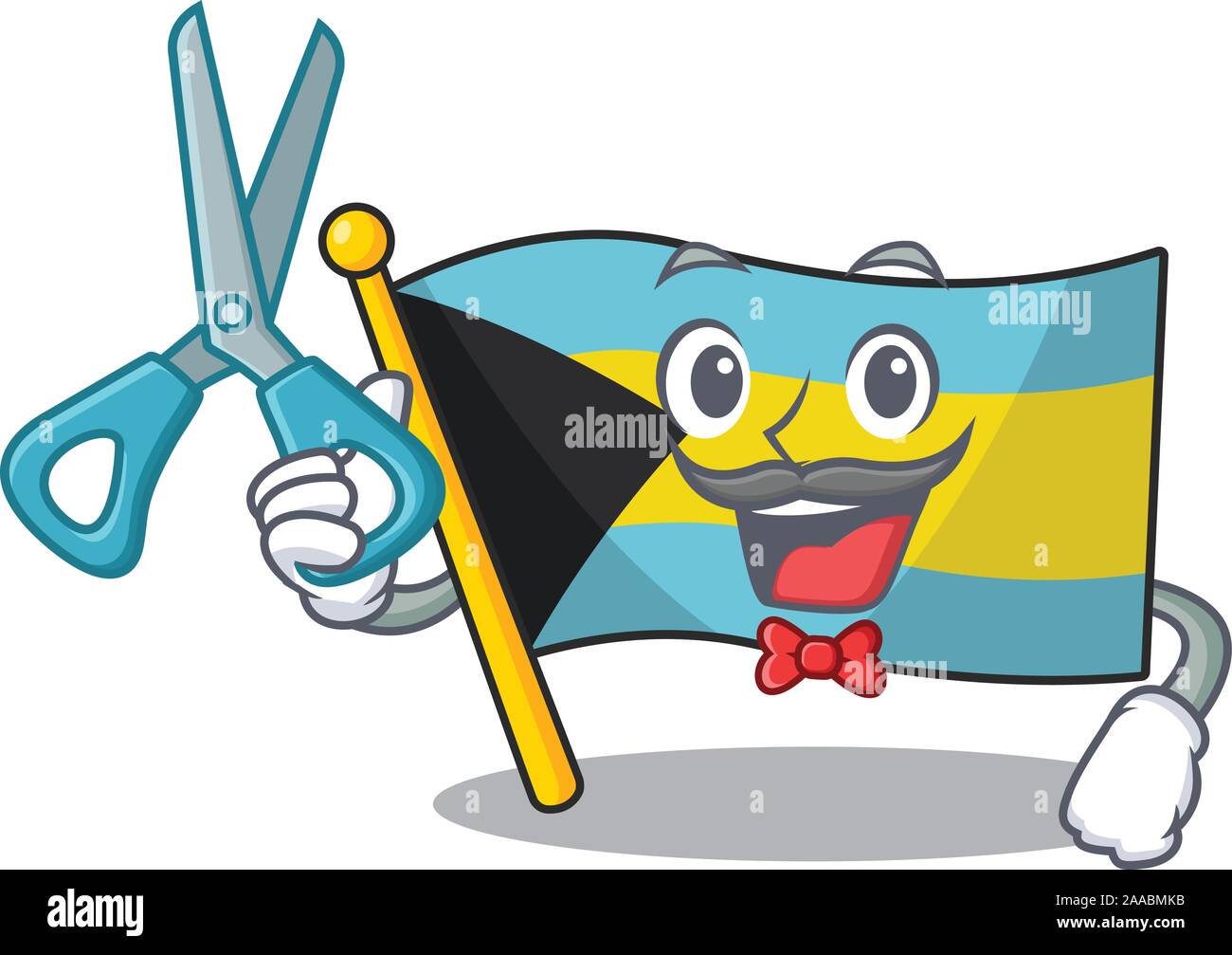 Flag bahamas cartoon with in barber character Stock Vector