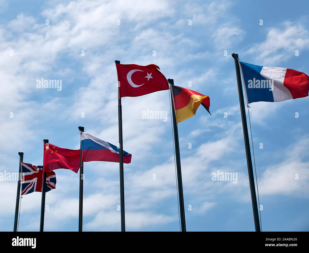 Flags Of Great Britain China Russia Turkey Germany And France