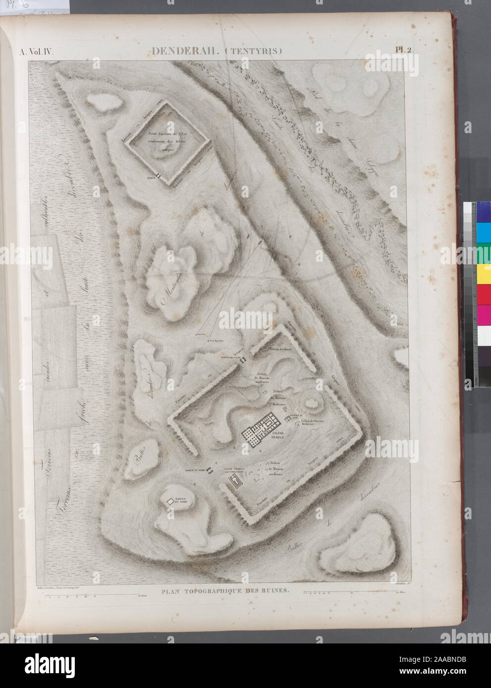 Denderah [Dandara] (Tentyris). Plan topographique des ruines.; Denderah [Dandara] (Tentyris). Plan topographique des ruines. Stock Photo