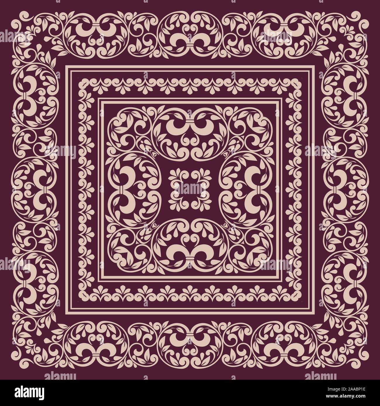Vector square frame template. Bandana with vintage ornament Stock ...