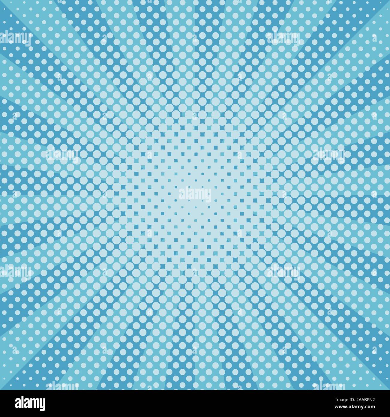 Winter snow round sunburst halftone blue pattern Stock Vector