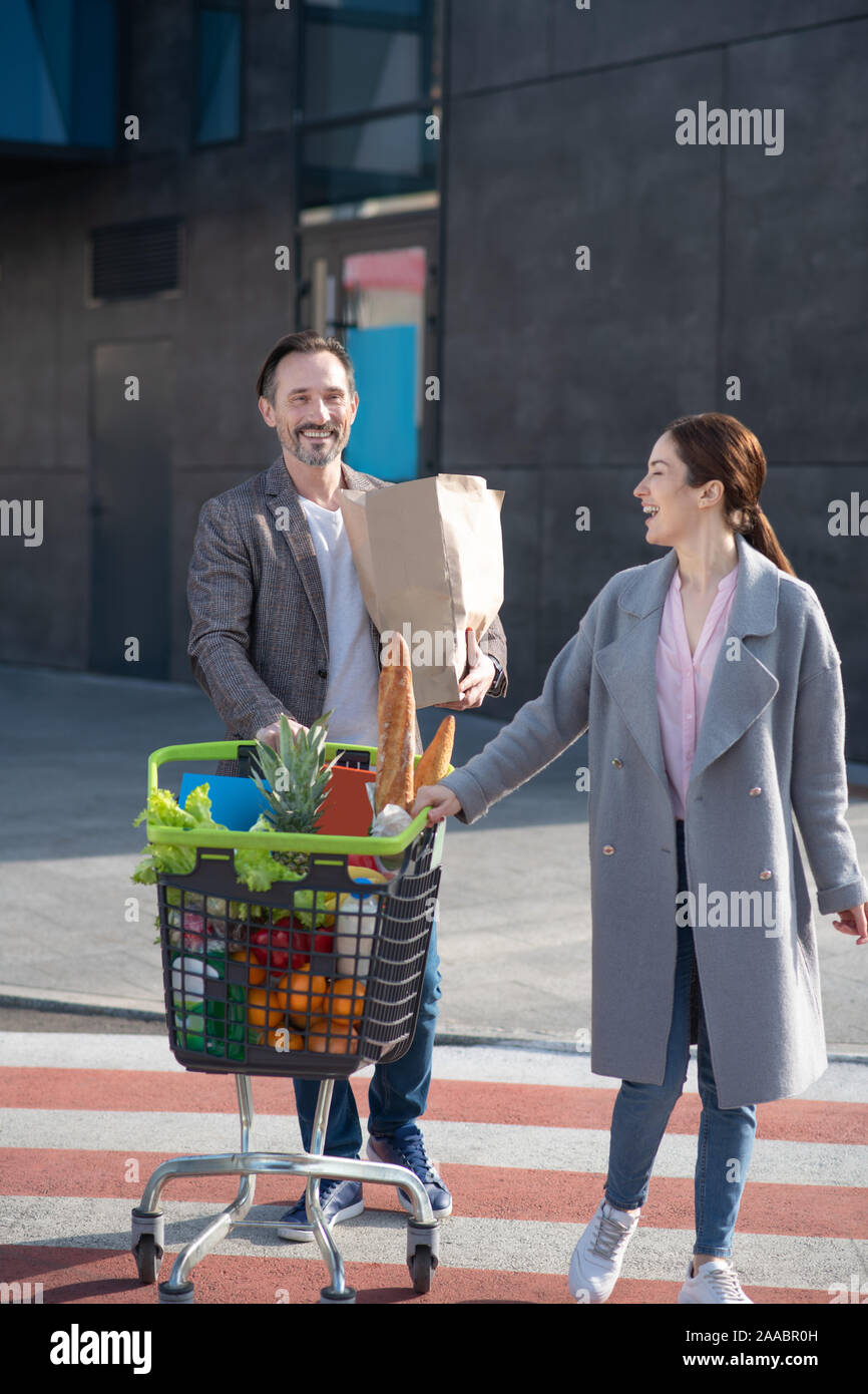 Man looking woman after street hi-res stock photography and images - Alamy
