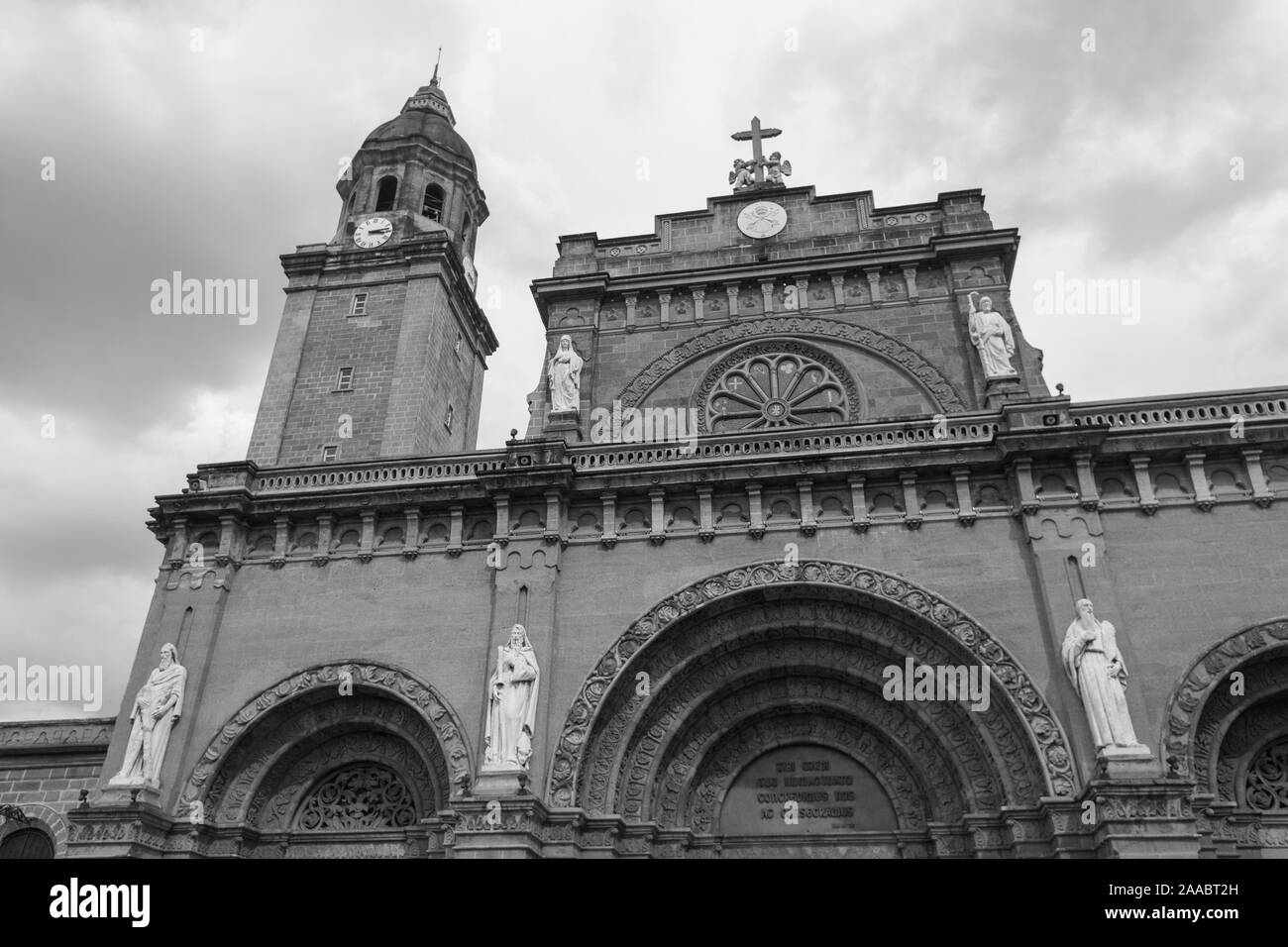 Manila, Philippines - July 7, 2017: View of Manila Cathedral, build in 1571 Stock Photo