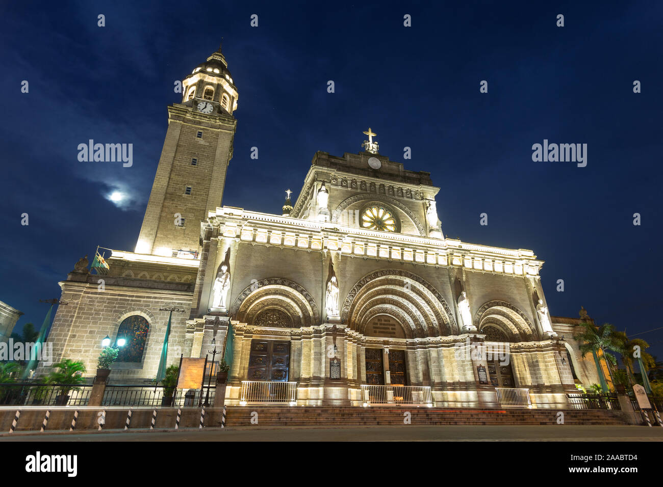 Manila, Philippines - July 7, 2017: View of Manila Cathedral, build in 1571 Stock Photo