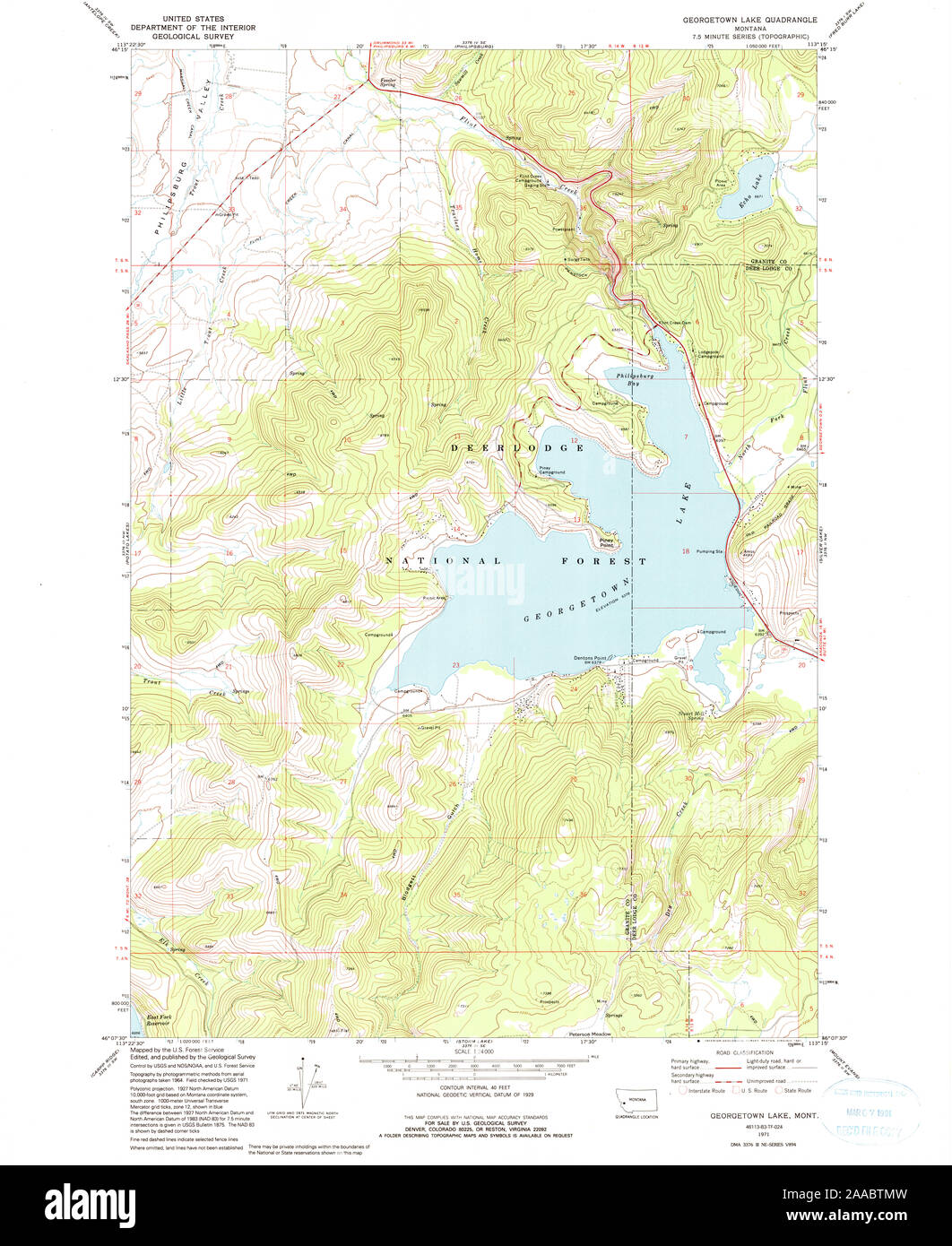 USGS TOPO Map Montana MT Georgetown Lake 263999 1971 24000 Restoration ...